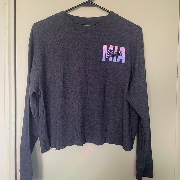 PINK Victoria's Secret Tops - PINK Victoria's Secret Gray Thermal Long Sleeve Top Sz Med